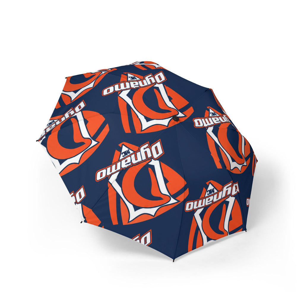 Foldable Umbrella — Navy Orange Geometric Logo Print (Semi-Automatic)