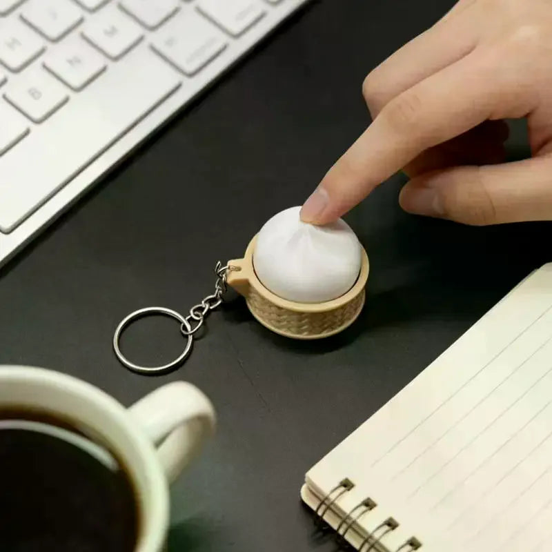 Mini Steamed Bun Squeeze Keychain Stress Relief Soft Squishy Slow Rebound Decompression Pocket Toy