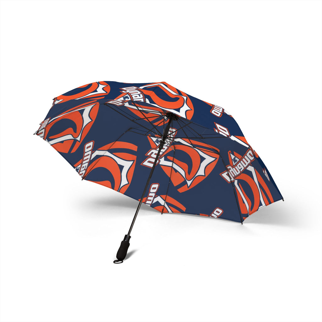 Foldable Umbrella — Navy Orange Geometric Logo Print (Semi-Automatic)