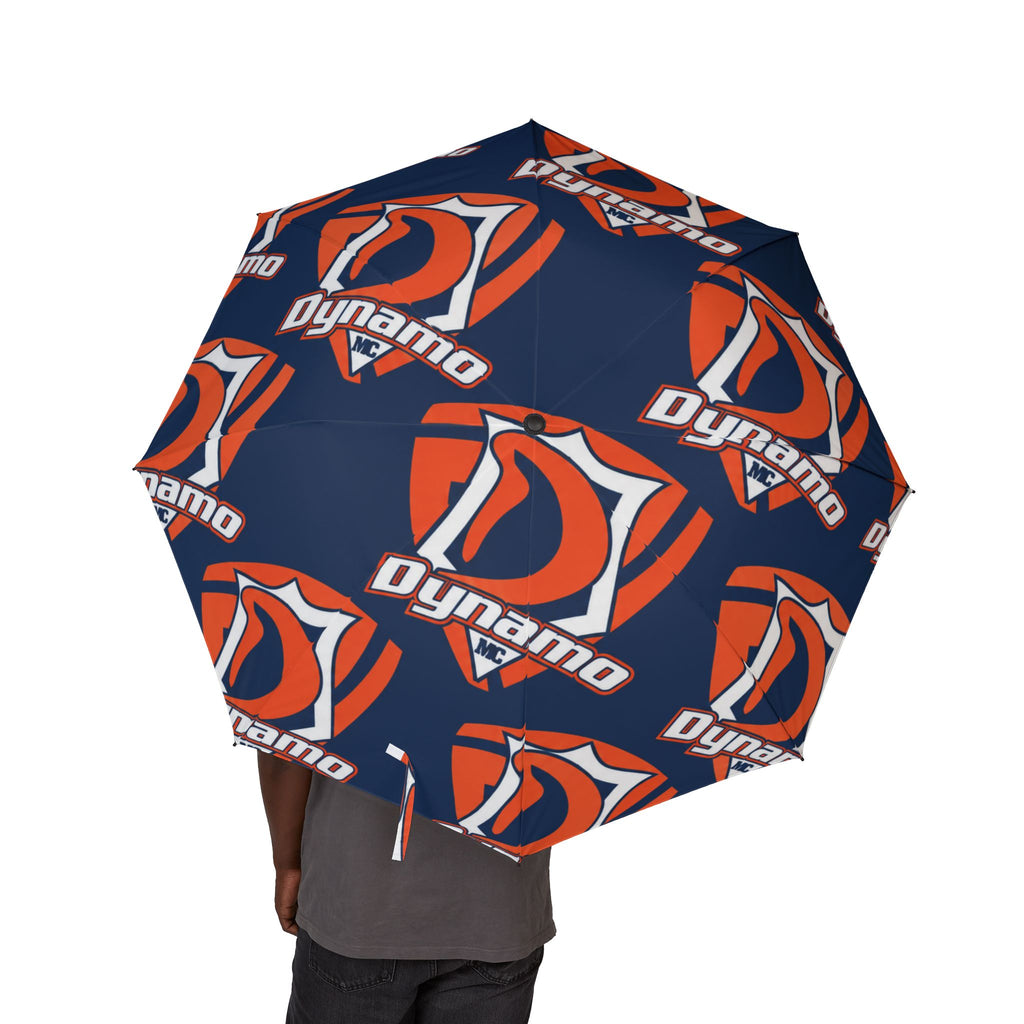 Foldable Umbrella — Navy Orange Geometric Logo Print (Semi-Automatic)