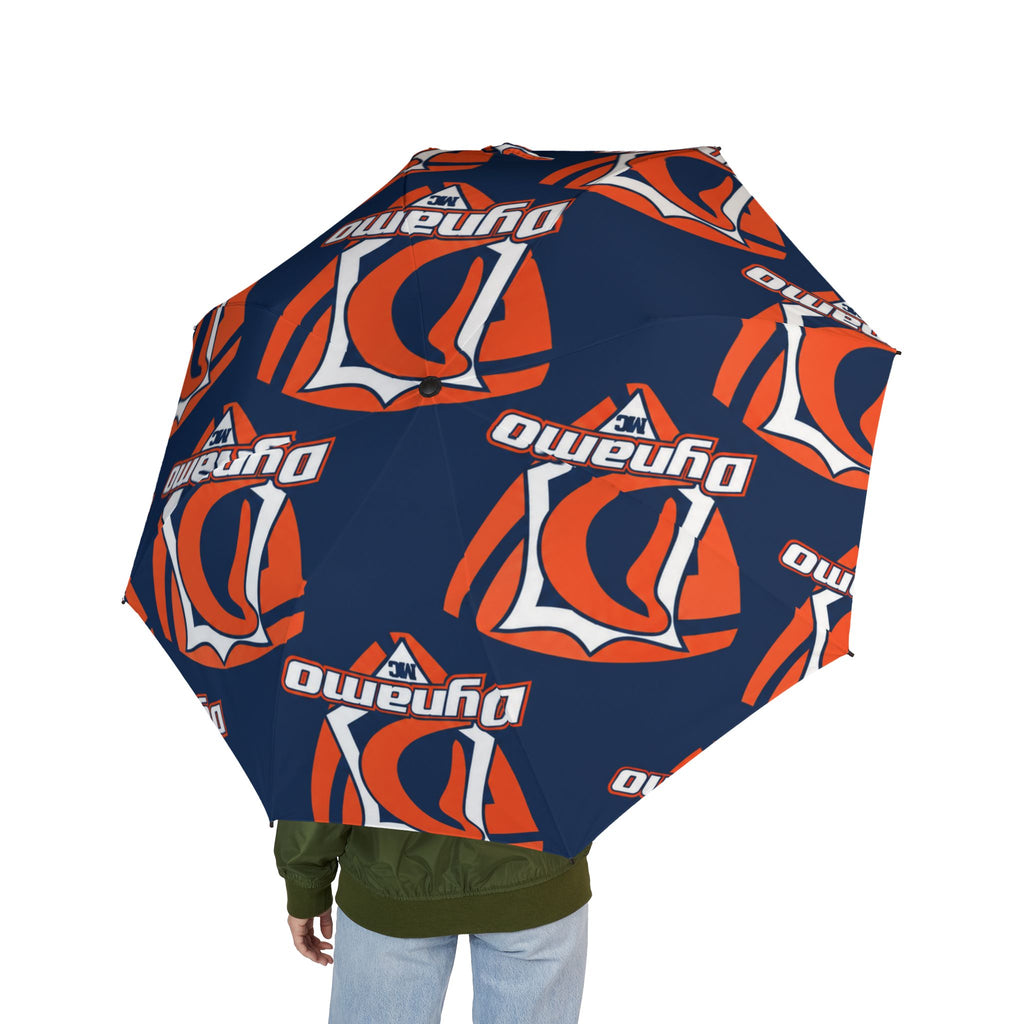 Foldable Umbrella — Navy Orange Geometric Logo Print (Semi-Automatic)