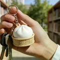Mini Steamed Bun Squeeze Keychain Stress Relief Soft Squishy Slow Rebound Decompression Pocket Toy